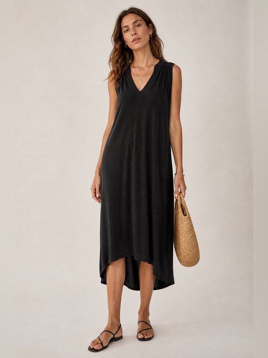 Michael Stars Dresses & Skirts - Michael Stars Black Sleeveless V Neck Swing Midi Dress Small